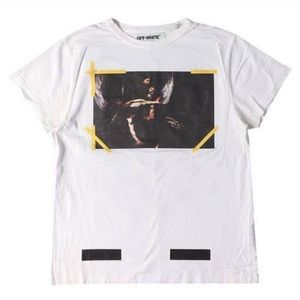 🟡Off-white Caravaggio White T-Shirt with stripe back🟡